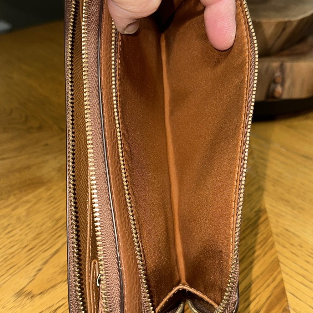 COACH Double Zip Accordion Pebble Leather Wallet - Picture 11 of 16